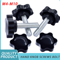 2-10pcs Star Hand Knob Screws Bolt M4 M5 M6 M8 M10 Carbon Steel Star Shape Head Thread Clamping Thumb Handle Machine Screw