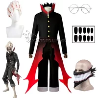 Dandadan Okarun Ken Takakura Cosplay Costume Wig Turbo Granny Powers Black Collar Uniform Curly Short Hair Halloween Party Suit