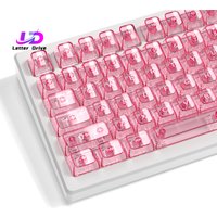 115 Keys Pink Transparent Clear Keycaps Crystal Ceramic PC Keycap RGB Shine Through Key cap MDA Profile for MX Switch Keyboard