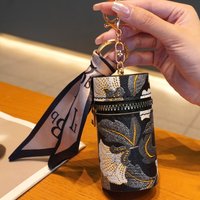 Creative Chinese-Style Embroidered Printed Bucket-Shaped Lipstick Bag, Compact and Exquisite, Easily Holds Lipstick, Fashionable Multifunctional Storage Bag for Female Students, Coin Purse