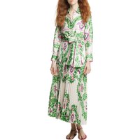 CHCH Elegant Women's Printing Dresses Lace Up Neck Long Sleeve Elegant Dress 2024 New Autumn Robe Midi Shirt Dress