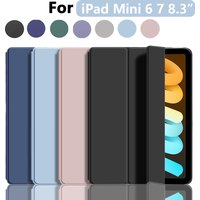 Soft Silicone Flip case for iPad Mini 6 7 8.3 inch, Slim three fold stand Tablet Case with Soft TPU Back Cover, Auto Wake/Sleep