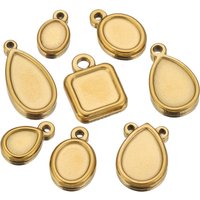 5pcs Stainless Steel Square Drop Round Oval Bezel Charm Pendant Trays Blank Cabochon Base Diy Resin Cameo Jewelry Making Supplie