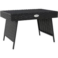 Foldable Outdoor Side Table, Rattan Garden Coffee Table with Steel Frame, Space Saving Bistro Garden Furniture for Patio, Balco
