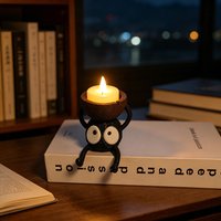 3D Printed Susuwatari Soot Sprite Tea Candle Holder Cute Black Coal Elf Tealight Holder Creative Candlestick Home Desktop Decor