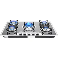 NEWEST 30 Inch 5-Burner Gas Cooktop, Built-In Stainless Steel Gas Stovetop, LPG/NG Convertible Gas Stove Dual Fuel Gas Hob