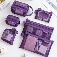 6pcs Transparent Mesh StorageBag, Data Cable DigitalBag, Zero MoneyBag, Card Key, Bus Card, Headphone Bag, Charging Head Bag
