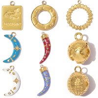 3pcs/Lot Stainless Steel 3D Globe DIY Charms Airplane Passport Circle Necklace Pendant Woman Enamel Wolf Teeth Jewelry Wholesale