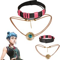 Young Arcane Jinx Powder Necklace Choker 2024 Game LoL TV 2 Cosplay Fantasy Costume Accessories Adult Women Props Female Gifts