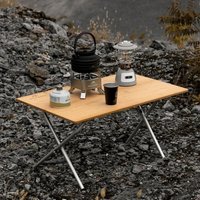MOUNTAINHIKER Bamboo Outdoor Camping Table 2/3 Folding Portable Picnic BBQ Dining Desk with Quick Storage Feature