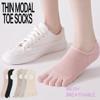 3 Pairs Women's Summer Toe Socks Modal Cotton Thin Breathable Mesh Anti Odor Moisture Wicking No Show Boat Socks Non Slip
