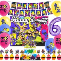 Cartoon Splatooned Game Theme Birthday Party Decor Supplie Shooting Game Balloons Cake Topper Banner Baby Shower Kid Favor Gifts