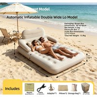 Self-Inflating Double Wide Air Mattress for Couple Tent Foldable Camping Bed w/Backrest Thick High DampProof