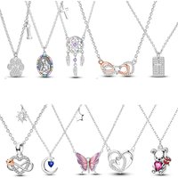 Original 925 Silver Necklace For Woman Heart Shape Moon Dreamcatcher Jewelry Gift