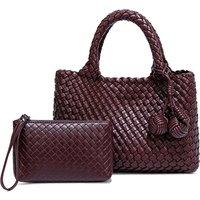 Woven Shopper Bag Fashionable Top Handle Tote Bag Shoulder Handbags Strap Casual Satchel Purse Design for Everyday Style