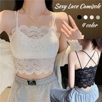 Sexy Lace Beautiful Back Tops Women's Hollow Out Camisole Bra Anti-exposure No-wire Detachable Chest Pad Thin Breathable Bras