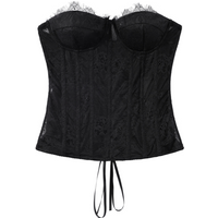 Sexy Women's Lace Fishbone Bandage Vest Black Slim Strapless Backless Female Corset 2026 Spring Summer Lady Beach Party Top New