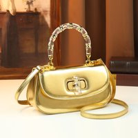 2026 New Luxury Gold Handbags for Women Shiny Metallic Designer Bag Clear Acrylic Handle Evening Party Shoulder Crossbody Bags image 4