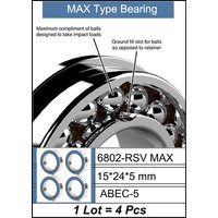 AliExpress FUSHI 6802 2RSV MAX Bearing 15*24*5 mm 4Pcs 6802-2RS Full Balls Bicycle Pivot Repair Parts RSV Ball Bearings 6802-2RS 6802LLU