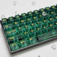 Green Clear Transparent Keycaps with Top Yellow-letters Summer PC Key Cap for 60% 75% 100% Layouts MX Mechanical Keyboard