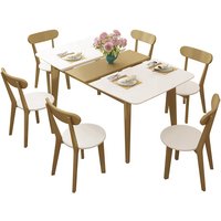 Space Saving Designer Home Furniture Modern Solid Wood Dining Set Expandable Dining Table with 6 Chairs