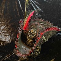 Black Red Rose Viper Pirate Hat Vintage Triangle Hat Halloween CosPlay Pirate Feather Hat Movie Clothing Accessories Headwear