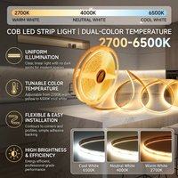 DC24V CCT Dimmable COB LED Strip 8mm/10mm RA98 2700K-6500K Tunable Double Color Linear Lighting High CRI Flexible Tape Light