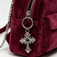 Stainless Steel Cross Jewelry Backpack Pendant Car Key Accessories Street Style Trendy Keychain Fashionable Bag Ornament
