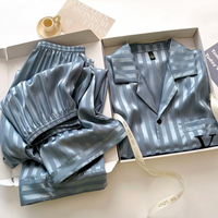 Spring Summer New Men 3PCS Pajamas Set Sleepwear Short Sleeve Trouser Suit Loungewear Loose Silk Satin Home Clothes Pijamas Suit