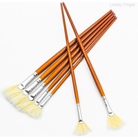 Fan Brush for Painting, 7/14Pieces Fan Brush Set with Hog Bristle Natural Hair and Long Wood Handle, Professional Artist Fan Bru