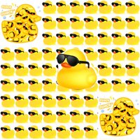 10-200PCS Rubber Duck Toys Mini Rubber Ducks with Sunglasses Squeak and Float Ducks Toy for Party Favors Prizes Car Decor