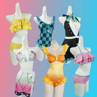 Anime Kamado Kanroji Cosplay Nezuko Mitsuri Swimwear Costumes Sexy Bikinis for Woman Girls Summer Swimsuit Pool Carnival Party