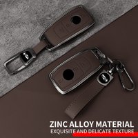 Metal Leather Car Key Case Cover For Mercedes Benz A C E S G Class GLC CLE CLA W177 W205 W213 W222 X167 AMG Keychain Accessories