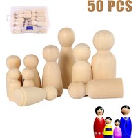 Poupée à chevilles en bois inachevé, 50 pièces, pour peinture à la main, corps de poupée en bois naturel, figurines décoratives, personnes pour enfants, artisanat d'art