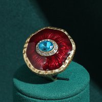 Vintage Blue Crystal Evil Eye Red Rings For Woman Round High Quality Antique Gold Color Wedding Jewelry Trend Valentine Day Gift