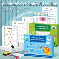 64 Pages Training Book Reusable Practice Copybook Pen Control Training Magical Workbook Montessori for Kids Education Book