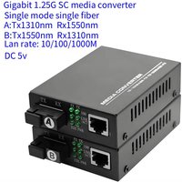Gigabit Optical Media Converter 1000Mbps Single Fiber SC Port with External Power Supply 3KM-20KMHTB-GS-03AB for Networking