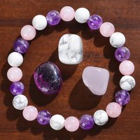 Three Colors of Natural Stone 8mm Round Beaded Elastic Bracelet Universal for Both Men and Women