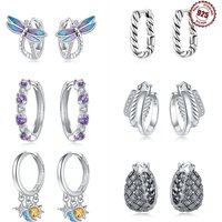 925 Sterling Silver Earrings Simple Star Moon insect Starlight Earrings For Women Wedding Engagement Charm Earrings Jewelry Gift