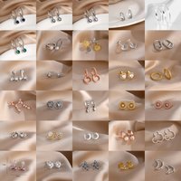 925 Sterling Silver Earrings for Women Star Moon Sun Mouse Mickey Bow Pearl Earrings Fashion Jewelry Gift