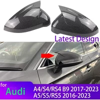 2pcs Black Side Wing Mirror Caps for Audi A4 S4 RS4 B9 A5 S5 RS5 Sline 2016-2023 Allroad Quattro Replace Covers High Quality
