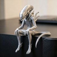 3D Printed Alien Monster Sitting Statue Sci-Fi Horror Creature Figurine Gothic Desktop Ornament Unique Collectible Gift