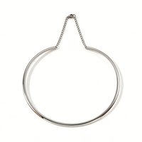 1pc Simple Minimalist Stainless Steel Necklace Silver Color Round Collar Neck Ring Necklace For Women Men Jewelry 13.5cm Dia.,
