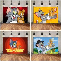 Classic Cartoon T-TomS-and-JerryS Cute Background Photography Castle Wizard Platform First Night Street BirthdayParty Decoration