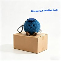 Fluffy Blueberry Plush Keychain, Soft Stuffed Doll Toy Bag Pendant, Mean 'Block Bad Luck', Home Decor Ornament Gift for Kids