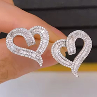 Huitan Romantic Heart Women Earrings Hollow Out Design Inlaid Shiny CZ for Wedding Engagement Anniversary Accessories Jewelry