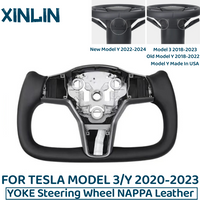 Yoke Handle Steering Wheel For Tesla Model 3/Y 350mm With Heating Optional Personalized Side Carbon NAPP Leather Car Accessories