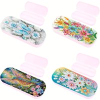 1 DIY5D Crystal Craft Diamond Painting Set, Floral Design Embellishment with Applique Diamond Embroidery, Stationery Box