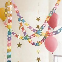Colorful Paper Chain Garland Strips with Double Sided Tape DIY Construction Paper Chains for Birthday Wedding Kids Party Decor