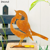 1Pc Rust-Colored Bird Comfortable Home And Garden Decoration Country Metal Artwork Backyard Wall Decoration Iron Garden ใNestใ